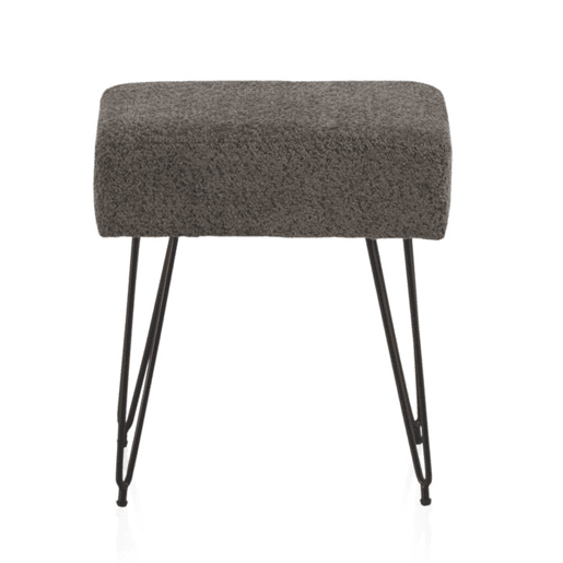 Banquete Fixado Cinza Com Pernas De Metal Preto