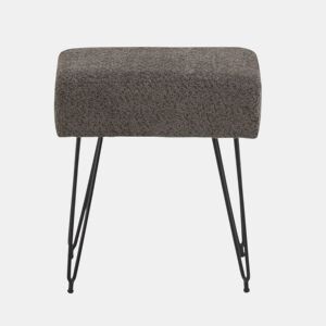 Banquete Fixado Cinza Com Pernas De Metal Preto