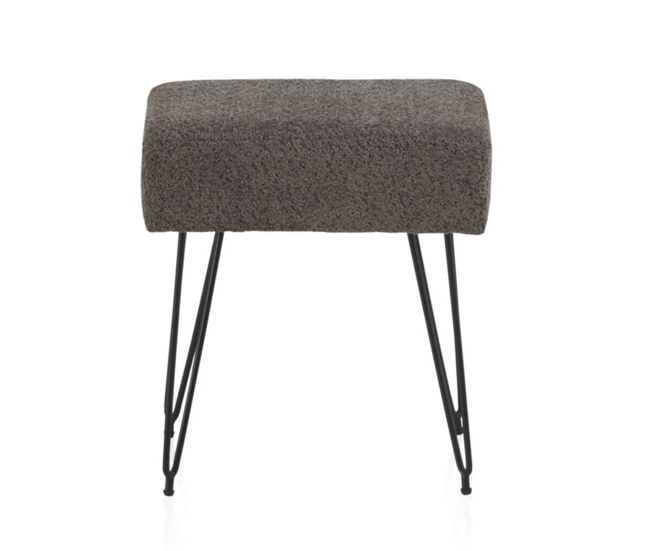 Taburete fijo gris con patas de metal negro