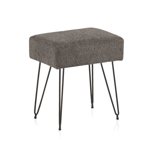 Banquete Fixado Cinza Com Pernas De Metal Preto