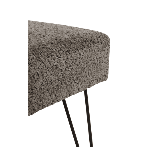 Banquete Fixado Cinza Com Pernas De Metal Preto