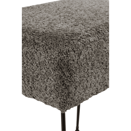 Banquete Fixado Cinza Com Pernas De Metal Preto