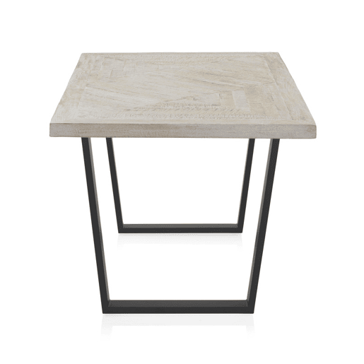 Mesa De Jantar Madeira De Manga 160X90 Na Cor Branca Patinada, Pernas De Metal