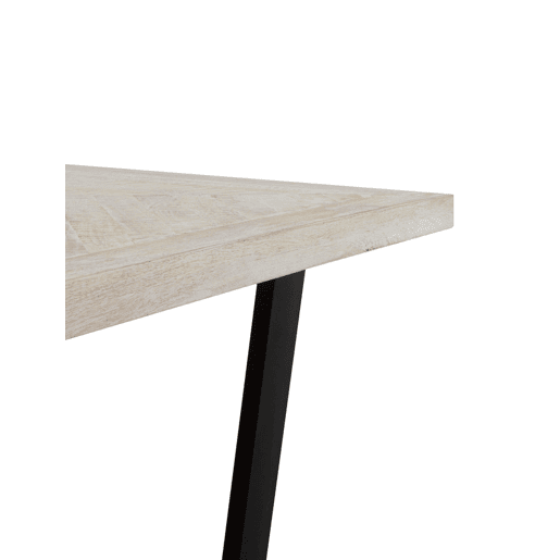 Mesa De Jantar Madeira De Manga 160X90 Na Cor Branca Patinada, Pernas De Metal