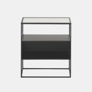 Mesa De Metal Preto Com Envelope De Cristal