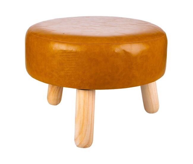 Taburete de madera y polipiel 40x40x29 cm