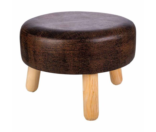 Taburete de madera y polipiel