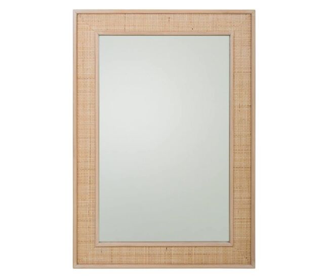Espejo de MDF y rejilla marrón 70x2.5x100