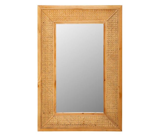 Espejo de pared de madera y rejilla marrón 60x0,4x90