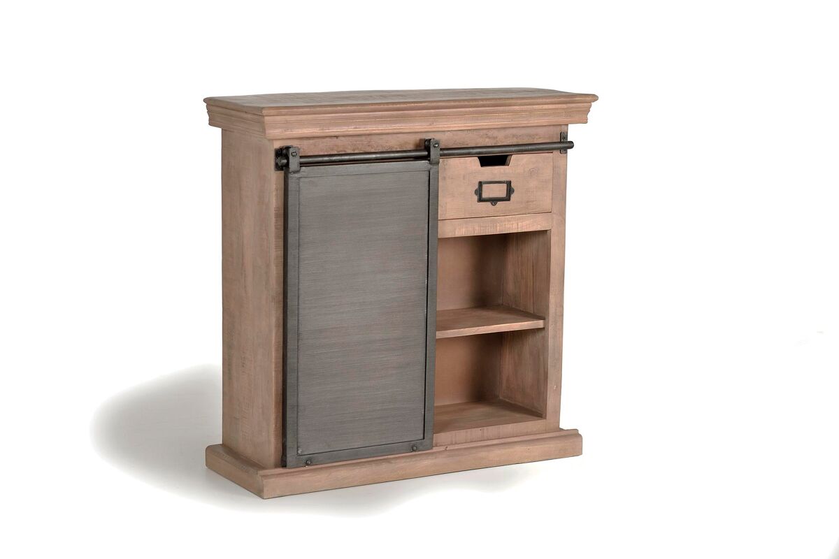 Consola madera de mango y patas de metal color marrón.giner y colomer 85x32x85