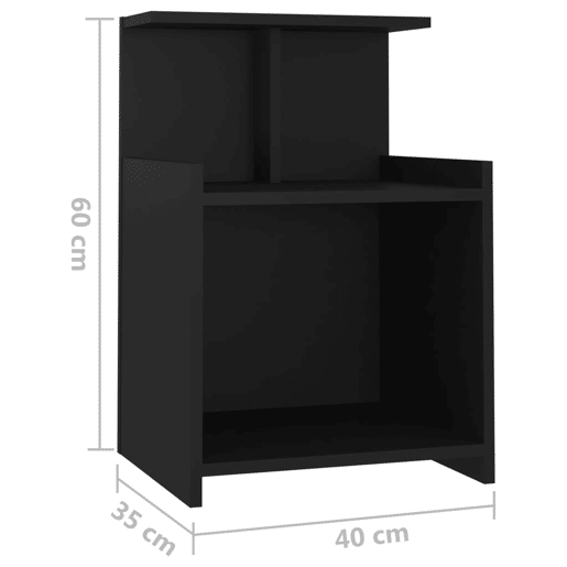 vidaXL Mesas de cabeceira 2 pcs derivados de madeira preto