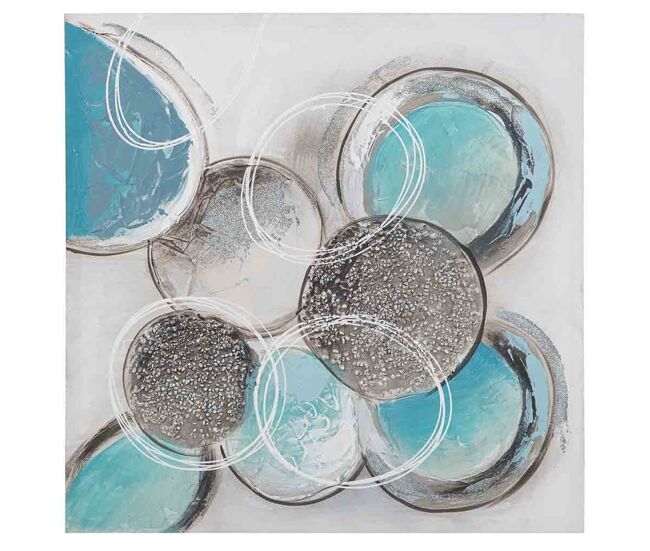 Cuadro pintado a mano con relieve azul 60x60x3