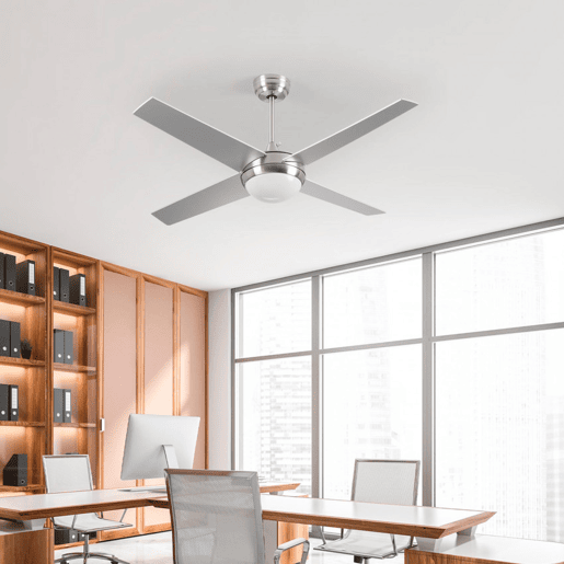Ventilador de Teto com Luz 4 Lâminas 56W 6 Velocidades Montana Silver Thinia Home