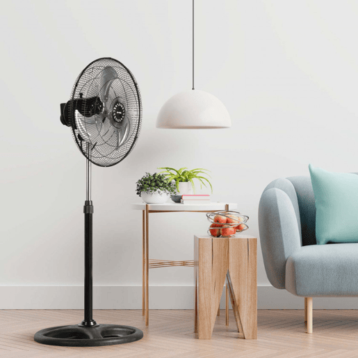 Ventilador de Pé Ø45cm 75W 3 Velocidades Industrial Preto Thinia Home