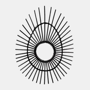 Espelho de parede LED oval em rattan preto 80 cm Thinia Home