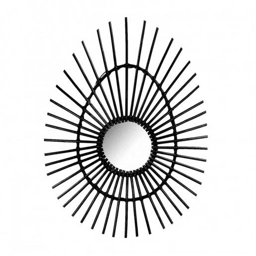 Espelho de parede LED oval em rattan preto 80 cm Thinia Home