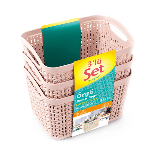 Kit de 3 Cestos Retangulares 1,5 Litro 7house