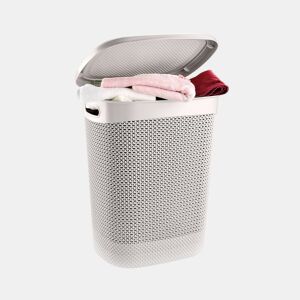 Cesto alto retangular para roupa suja com tampa 52 litros 7house