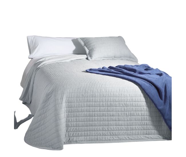 Colcha bouti lisa y fundas de cojín selen azul cama 150 cm donegal collections