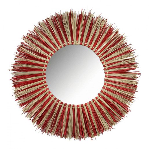 Espelho de parede redondo de algas marinhas Meer Vermelho Ø76cm Thinia Home