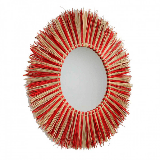 Espelho de parede redondo de algas marinhas Meer Vermelho Ø76cm Thinia Home