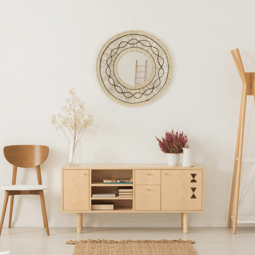 Espelho de parede redondo Bask de algas naturais Ø55cm Thinia Home