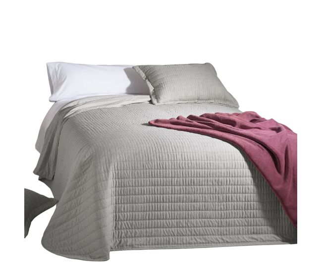 Colcha bouti lisa y fundas de cojín selen gris cama 135 cm donegal collections