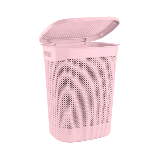 Cesto alto retangular para roupa suja com tampa 52 litros 7house