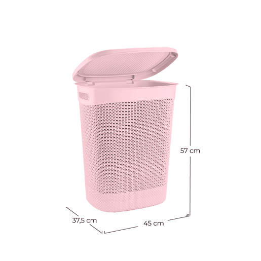 Cesto alto retangular para roupa suja com tampa 52 litros 7house