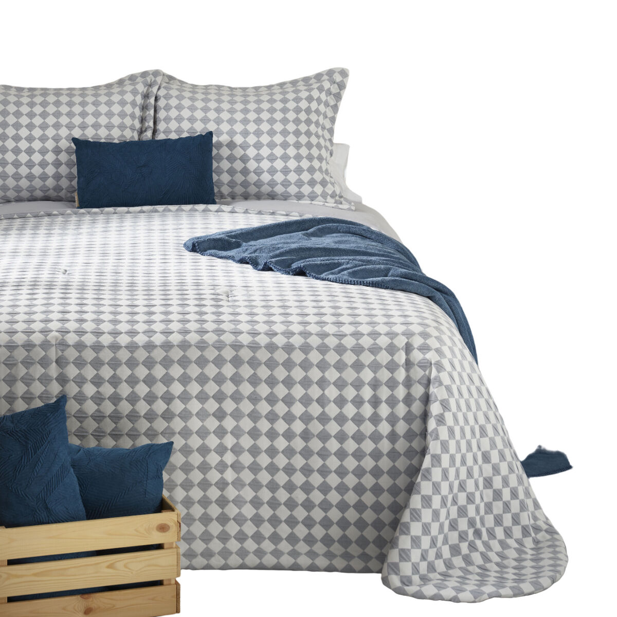 Colcha Bouti Jacquard y Funda De Cojín Idal