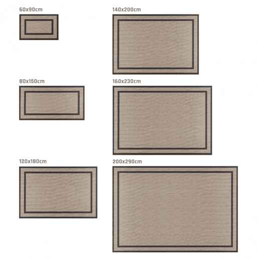 Tapete de vinil Deblon, tapete de PVC antiderrapante, interior e exterior Rectângulos Castanho 140 x 200 cm
