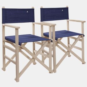 Conjunto de 2 cadeiras de diretor dobráveis, estrutura sem envernizamento e lona azul escura, confeccionadas em madeira de faia de primeira qualidade Scalpers