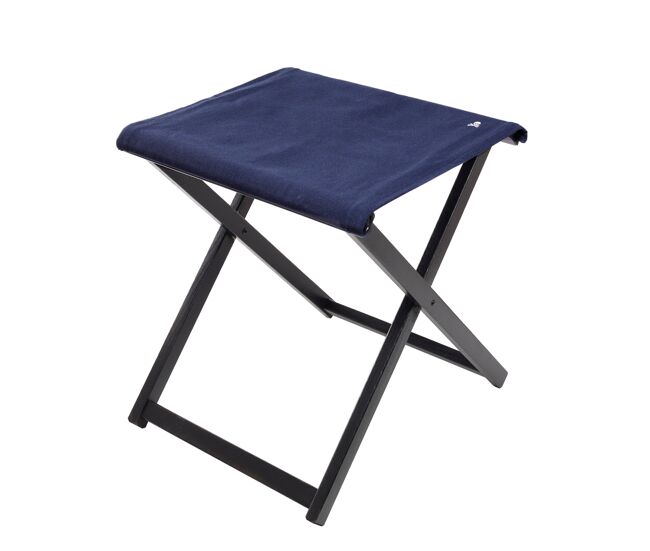 Taburete director plegable fabricada en madera de haya estructura color wengué de primera calidad , lona color azul oscuro scalpers