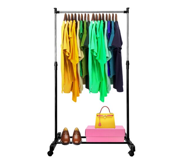 Perchero burro basic metálico con ruedas nyana home 92x75x42 cm extensible a 155 cm