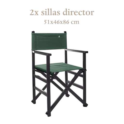 Conjunto de 2 cadeiras de diretor dobráveis u200Bu200Bcom estrutura em cor wengué e lona verde escura em madeira de faia de primeira qualidade Scalpers