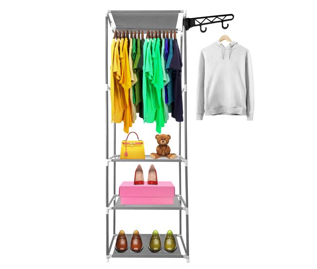 Armario vestidor static nyana home 170x55x35 cm 3 baldas, 1 barra superior, 1 colgador lateral blanco