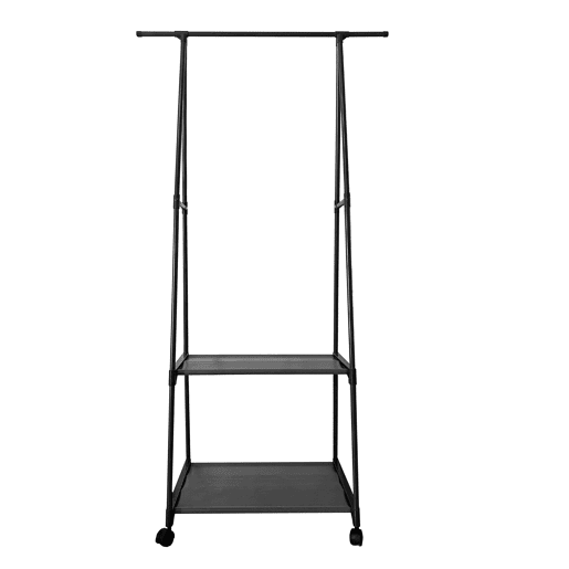 Cabide Burro Majestic Nyana Home 160x55x42cm 2 prateleiras, 1 barra superior Preto