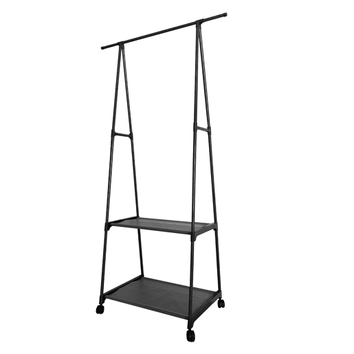 Cabide Burro Majestic Nyana Home 160x55x42cm 2 prateleiras, 1 barra superior Preto