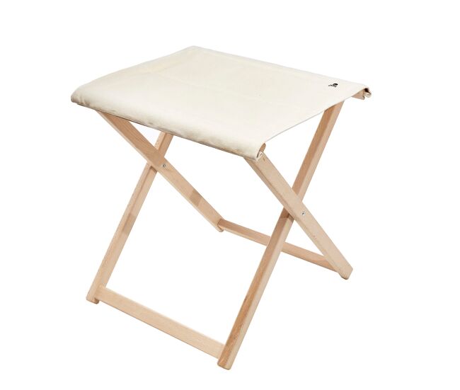Taburete director plegable fabricada en madera de haya estructura sin barniz de primera calidad , lona color crudo scalpers