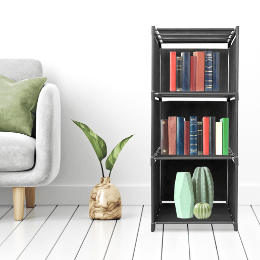 Prateleira de Organização 4 Pisos PVC e Tecido Nyana Home 93x41x29 cm