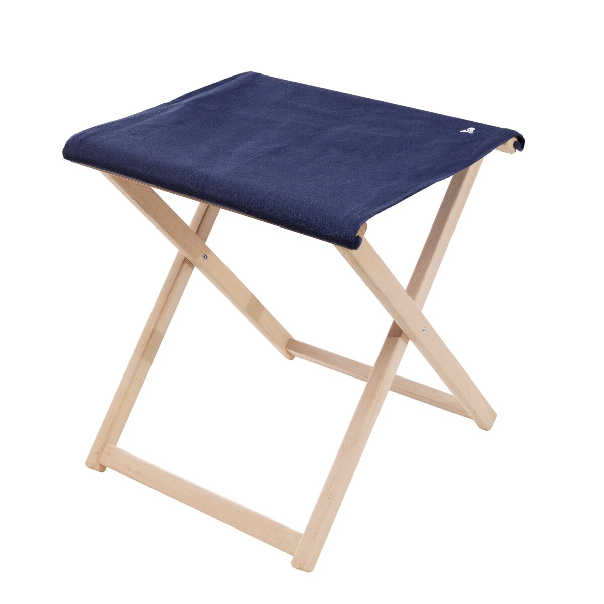 Taburete director plegable fabricada en madera de haya estructura sin barniz de primera calidad , lona color azul oscuro scalpers