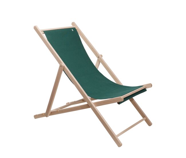 Hamaca de madera de haya plegable sin brazos estructura sin barniz lona color verde oscuro scalpers
