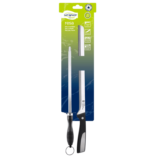 2 peças Jamon Knives + Chaira Aço inoxidável San Ignacio 2 peças Jamon Knives + Chaira Aço inoxidável San Ignacio