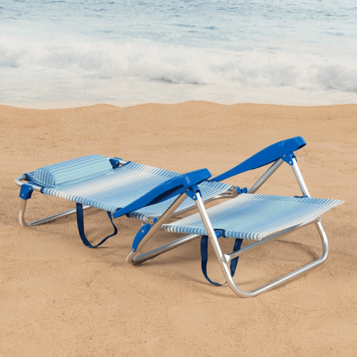 Pack de 2 cadeiras de praia dobráveis e reclináveis riscas de 7 posições calmofada