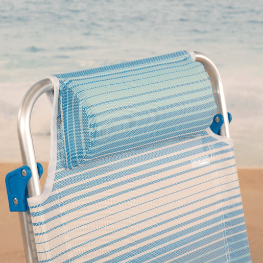 Pack de 2 cadeiras de praia dobráveis e reclináveis riscas de 7 posições calmofada