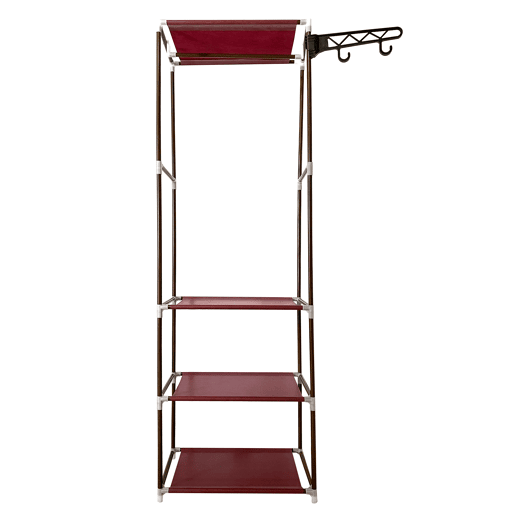 Guarda-roupa estático Nyana Home 170x55x35cm 3 prateleiras 1 barra superior 1 cabide lateral Marrom