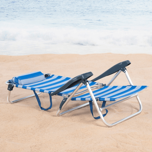 Pacote de 2 cadeiras de praia dobráveis e reclináveis de 7 posições à beira-mar calmofada