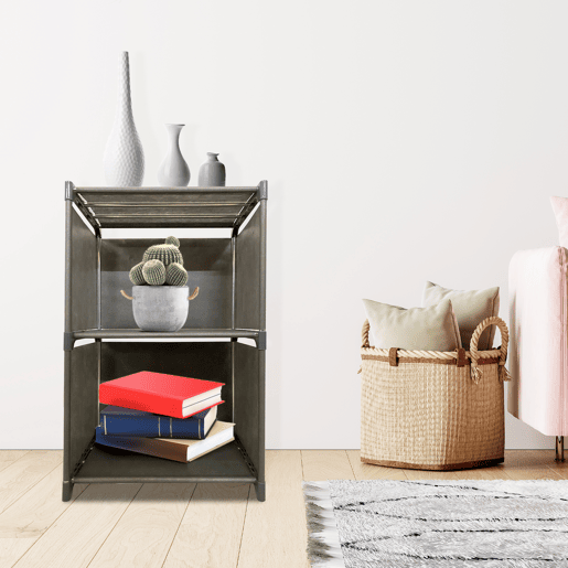 Estante de armazenamento 3 andares PVC e tecido Nyana Home 62x41x29 cm