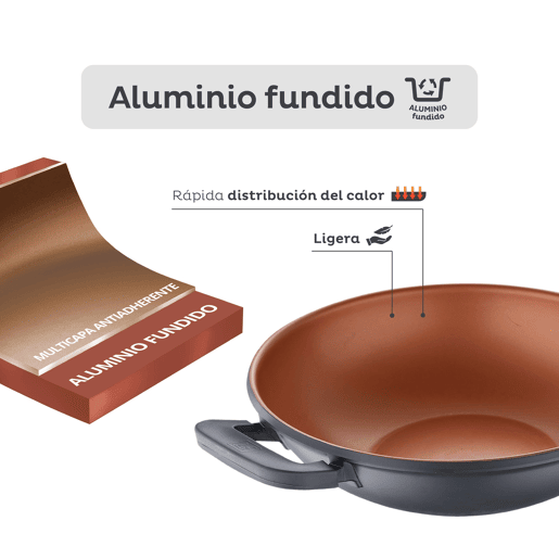 Wok antiadrente Ø32cm Bronze San Ignacio
