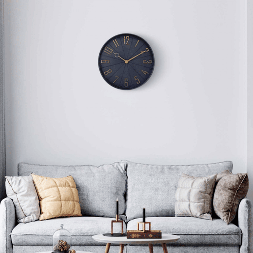 Relógio de parede vintage pretodourado Ø27,3 cm Thinia Home
